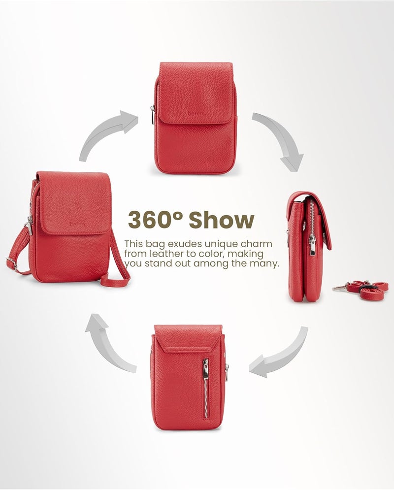 befen Genuine Leather Small Crossbody Bags for Women, Cell Phone Cross body Purse Bag with RFID Blocking Card Slots - Image 5